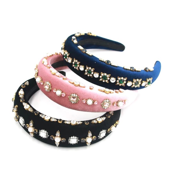 Baroque Velvet Jeweled Headband main image 8